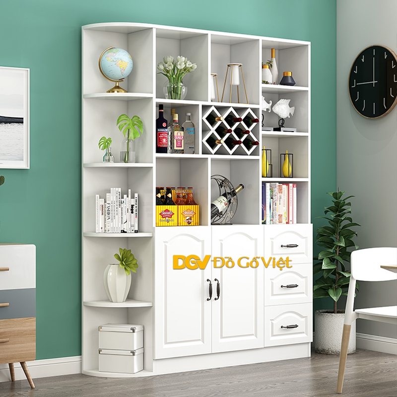 HOT Tủ Rượu Gỗ MDF Phòng Khách Hiện Đại Màu Trắng Bền Đẹp