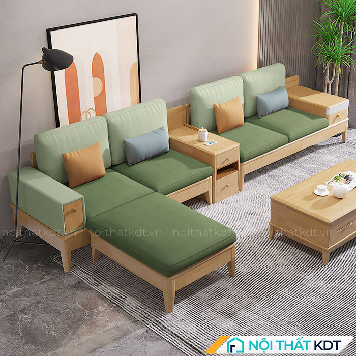 Ghế sofa văng gỗ sồi kiểu dáng cá tính hiện đại S286