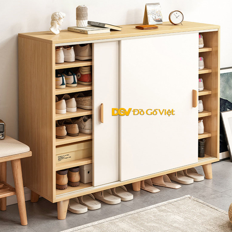 Tủ Giày Dép Cửa Ra Vào Cánh Lùa Gỗ MDF Hiện Đại