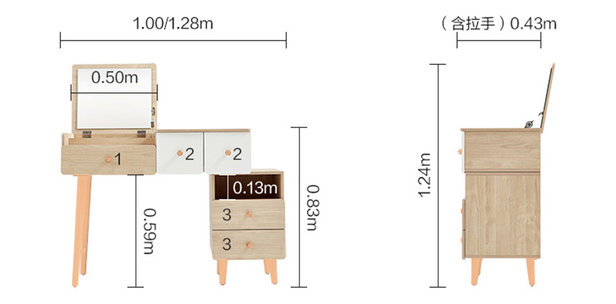 Bàn trang điểm bằng gỗ phong cách Bắc Âu GHS-491013-1