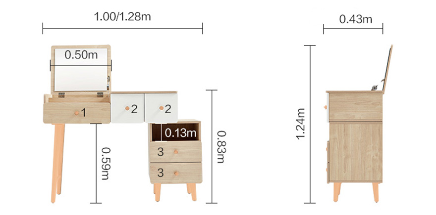 Bàn trang điểm bằng gỗ phong cách Bắc Âu GHS-491013-4