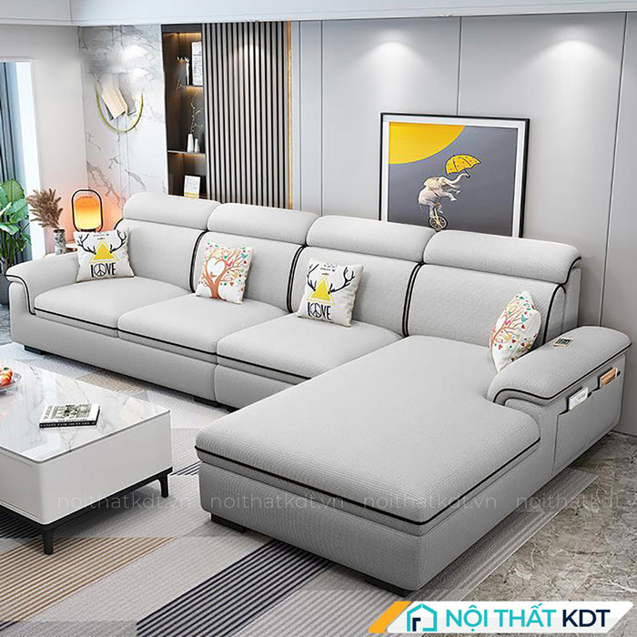 Bộ ghế sofa nỉ góc chữ L 4 tựa lưng đẹp S36A-1