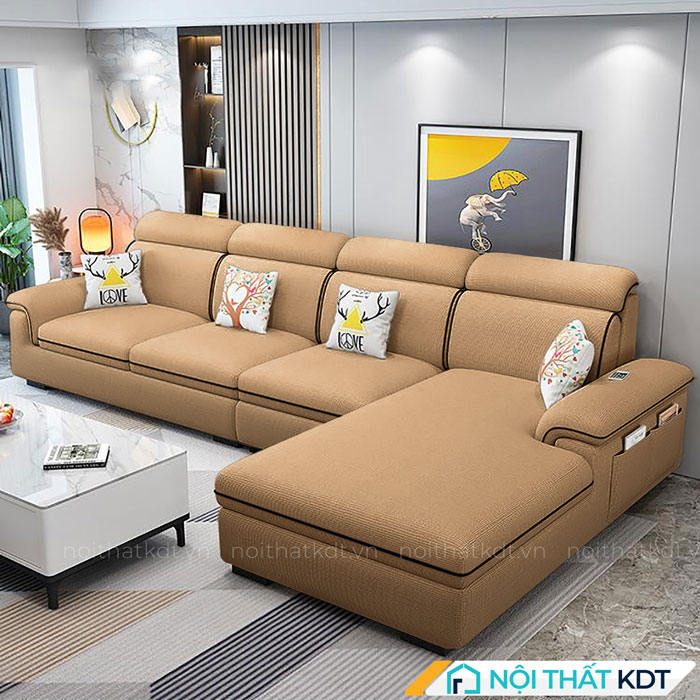 Bộ ghế sofa nỉ góc chữ L 4 tựa lưng đẹp S36A-2