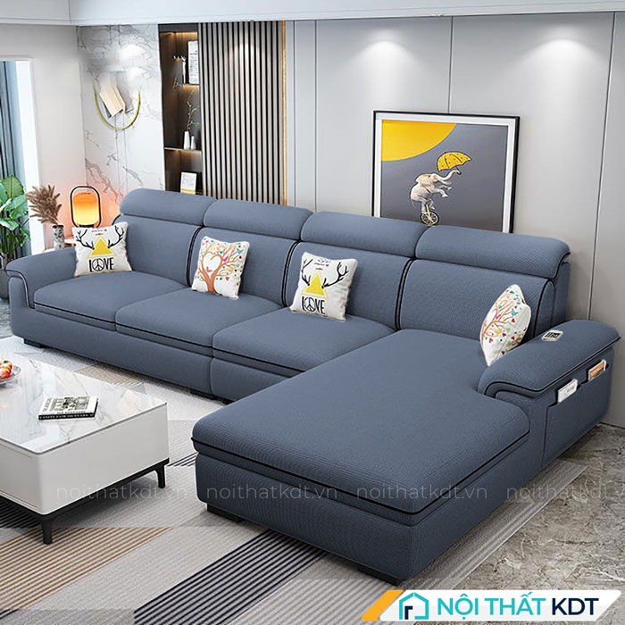 Bộ ghế sofa nỉ góc chữ L 4 tựa lưng đẹp S36A-3