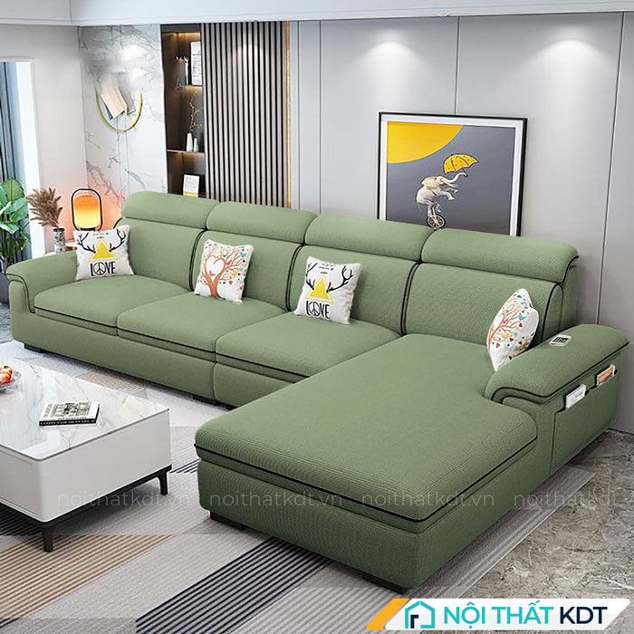 Bộ ghế sofa nỉ góc chữ L 4 tựa lưng đẹp S36A-4