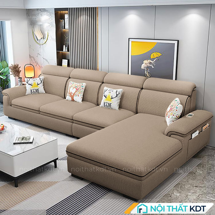 Bộ ghế sofa nỉ góc chữ L 4 tựa lưng đẹp S36A-5