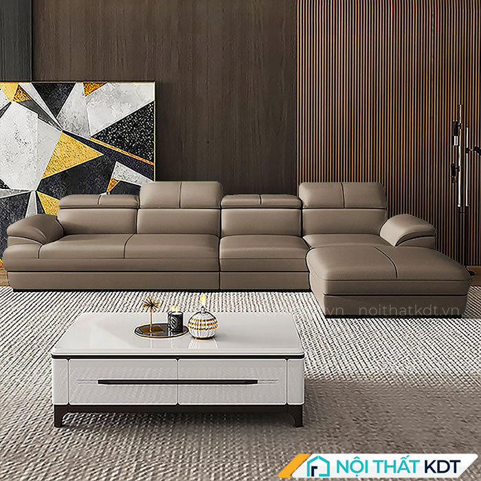 Bộ ghế sofa phòng khách da góc L tay vát S215-2