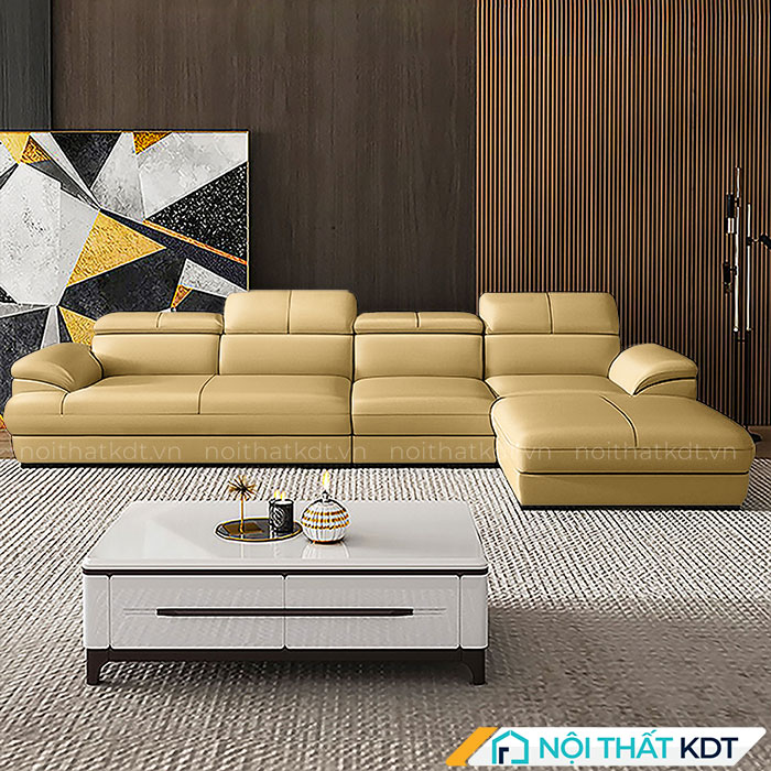 Bộ ghế sofa phòng khách da góc L tay vát S215-5