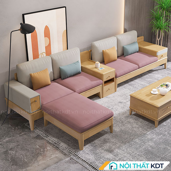 Ghế sofa văng gỗ sồi kiểu dáng cá tính hiện đại S286-1