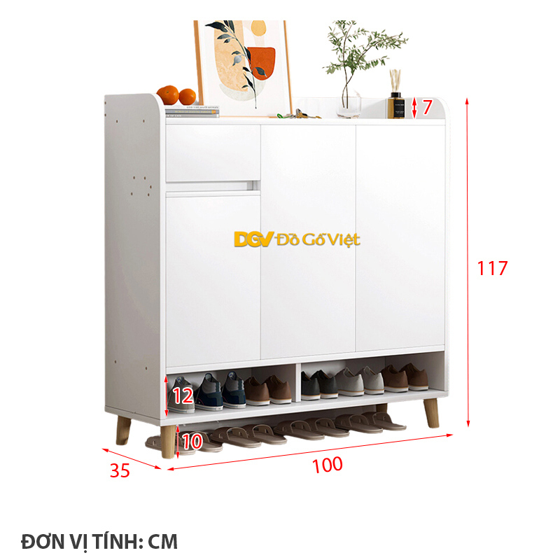 Tủ Để Dép Gỗ Công Nghiệp Chống Ẩm Màu Trắng Đẹp Rẻ-1