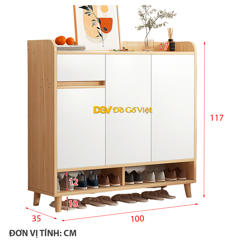 Tủ Để Dép Gỗ Công Nghiệp Chống Ẩm Màu Trắng Đẹp Rẻ-2