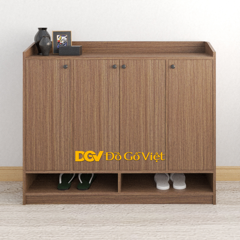 Tủ Giày Có Giá Treo Áo Khoác Gỗ MDF Lõi Xanh Màu Sồi Cánh Trắng Đẹp-2