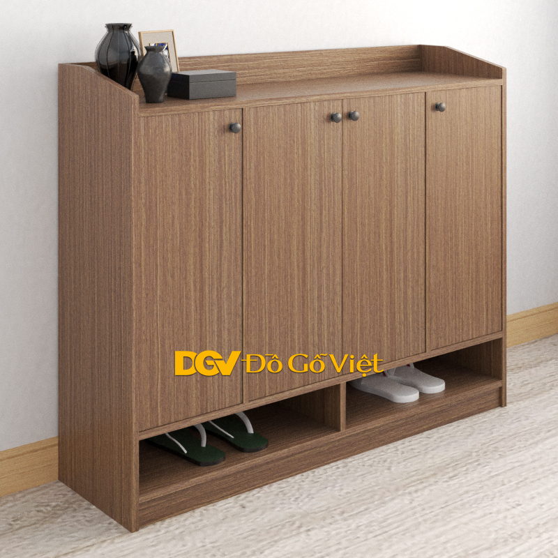 Tủ Giày Có Giá Treo Áo Khoác Gỗ MDF Lõi Xanh Màu Sồi Cánh Trắng Đẹp-3