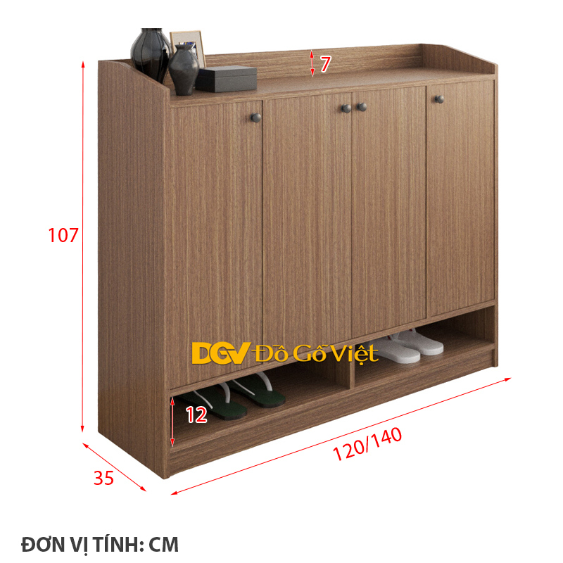 Tủ Giày Có Giá Treo Áo Khoác Gỗ MDF Lõi Xanh Màu Sồi Cánh Trắng Đẹp-4