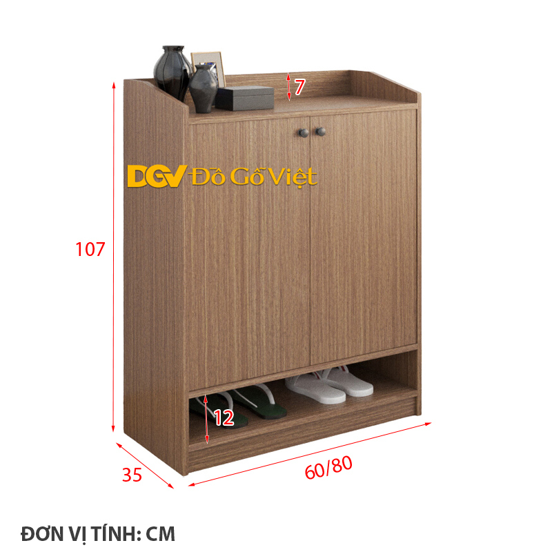 Tủ Giày Dép 2 Cánh Gỗ Công Nghiệp Màu Nâu Hiện Đại-2