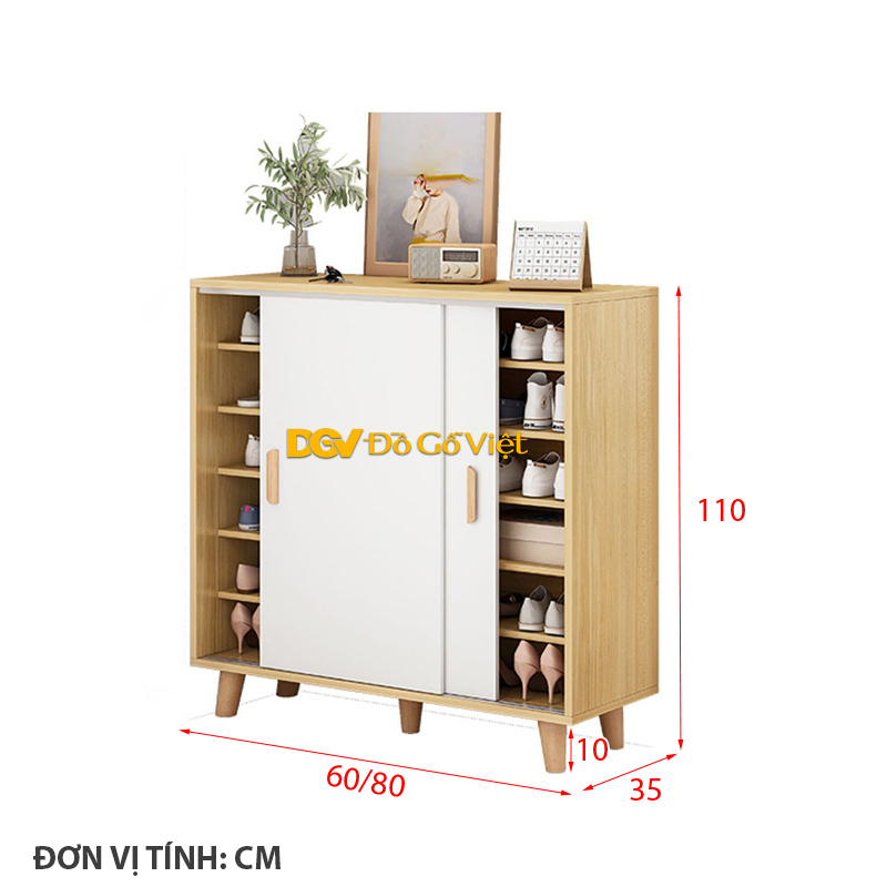 Tủ Giày Dép Cửa Ra Vào Cánh Lùa Gỗ MDF Hiện Đại-5