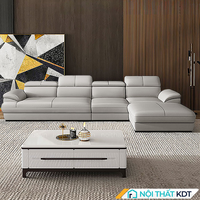 Bộ ghế sofa phòng khách da góc L tay vát S215-4